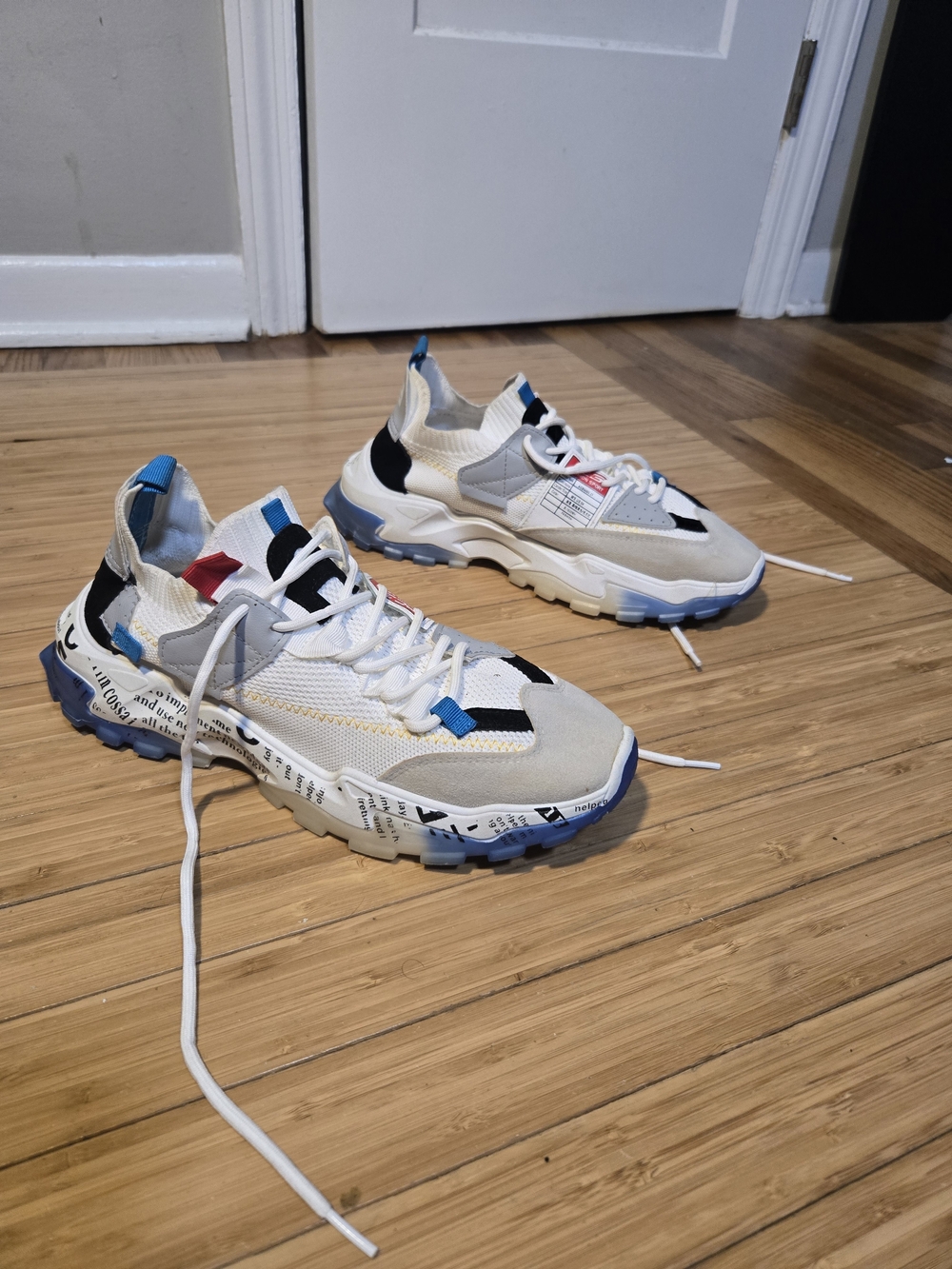 Men's White Multi-Accent Chunky Athletic Sneakers
